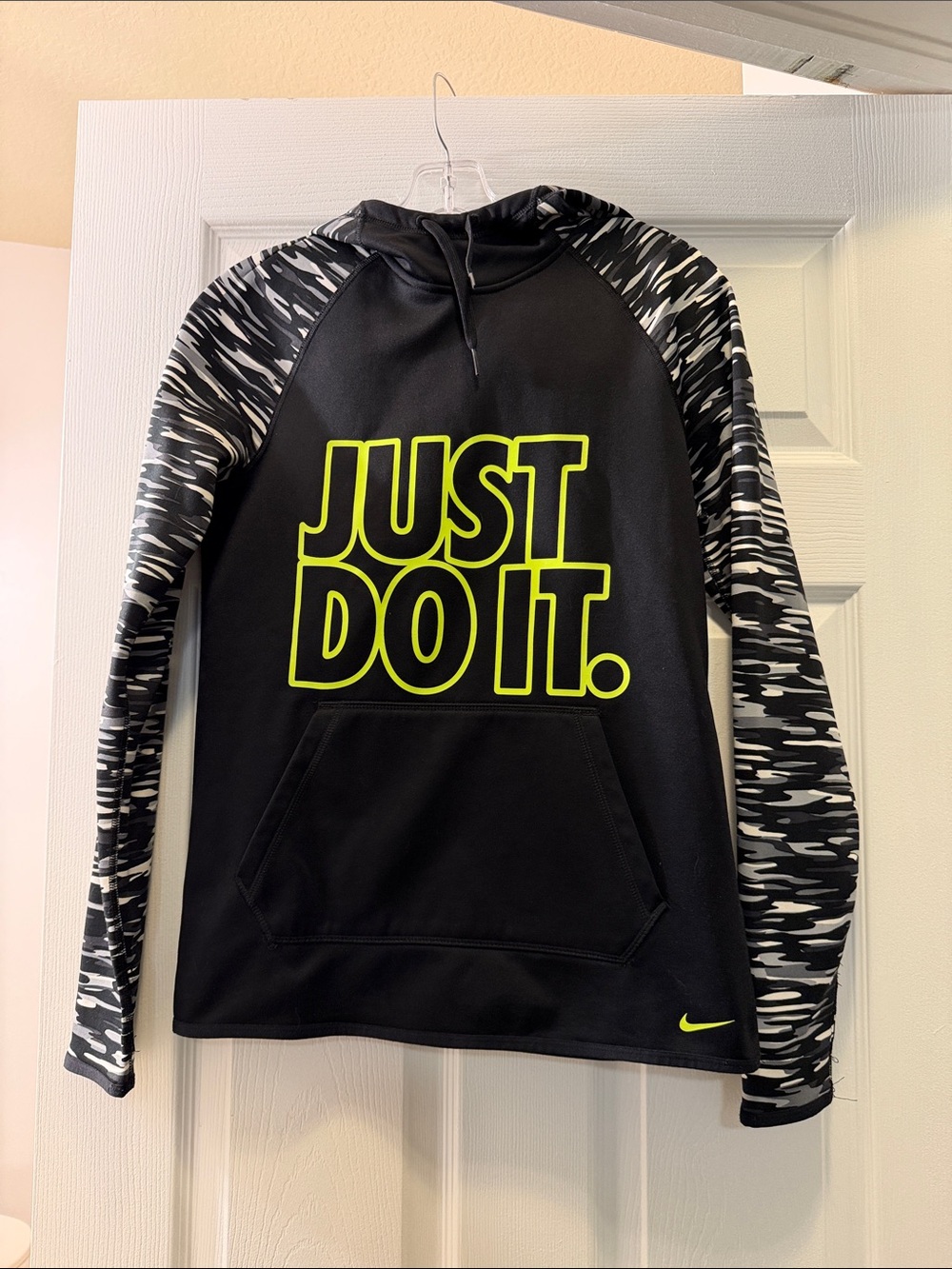Nike Black Hoodie with Neon Yellow "Just Do It."